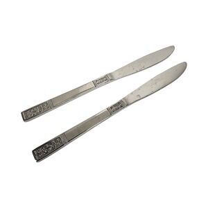 Customcraft Stainless Steel Butter Knives Or Spreaders Set of‎ 2 Ornate Handle